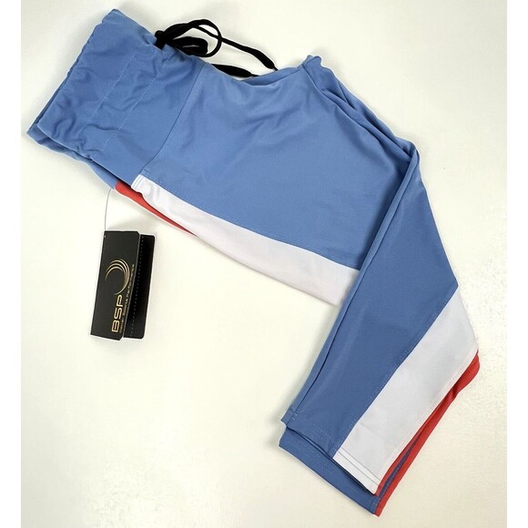 NWT BSP Better Sports Performance Crop Leggings Breathable Blue/White/Orange Lge - Picture 8 of 13